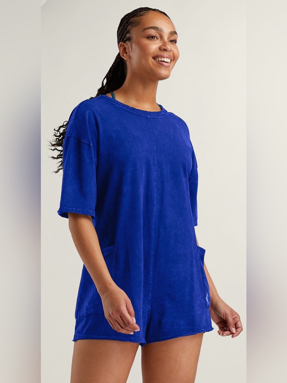 Free People Movement Hot Shot Tee Romper Electric Blue XS/S